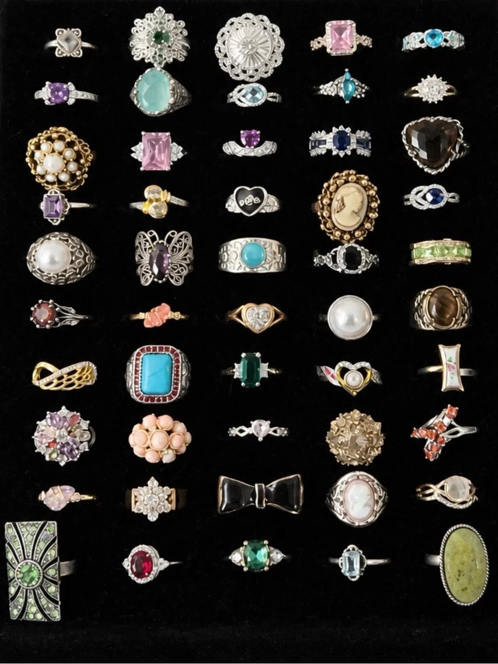Mixed Gemstone Women's Ring Collection - Multi-Color size 9.5-10